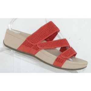 Vionic Pacific Alexis red suede rhinestone platform slide sandals 8 EU 39 UK 6